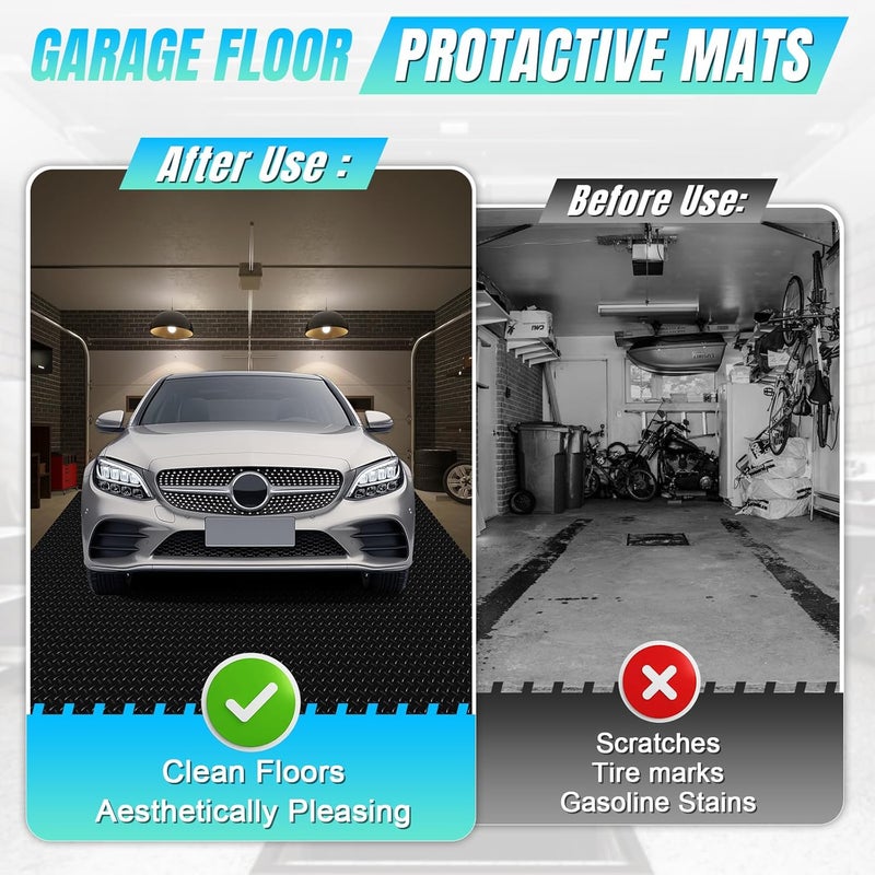 laapee 4 x 7 FT Garage Floor Mat, Diamond Plate Rubber Flooring Roll, PVC Garage Flooring Rolls for Under Car, Large SUVs, Pickup Truck, RV, Gym - Image 5